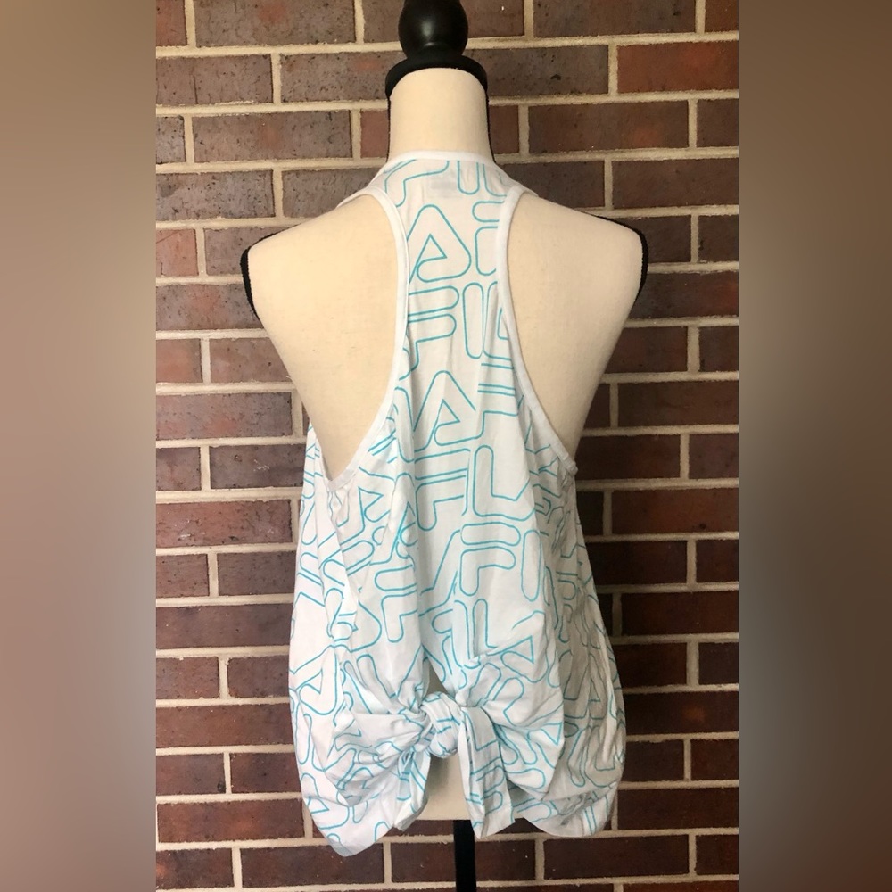 FILA NWT Said So Singlet Tank Racerback Logo Aqua Tie Back Athletic Top Plus 2X - Picture 9 of 9